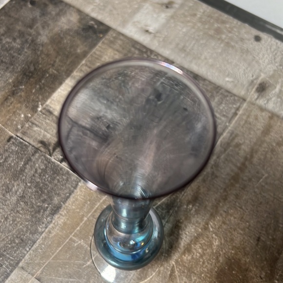 Vintage Hand Blown See Thru Blue Glass with Clear Base - Picture 3 of 5